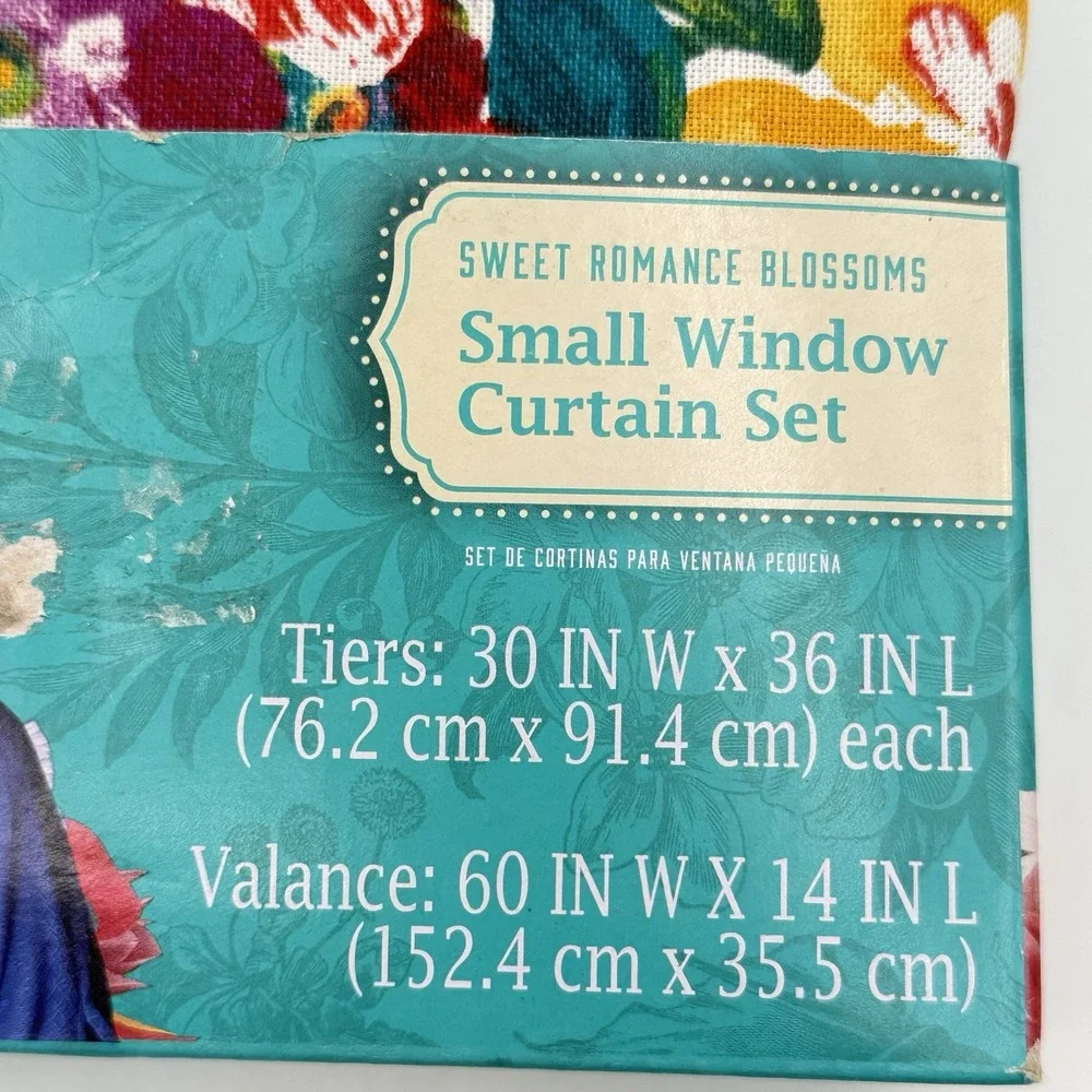 Pioneer Woman Window Curtain Set 30x36 Tiers 60x14 Valance Sweet Romance #‎ 6610